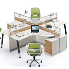 Heat modern cross working desk white and teak upholstery, Pro office furniture supplier (JO-7001)
